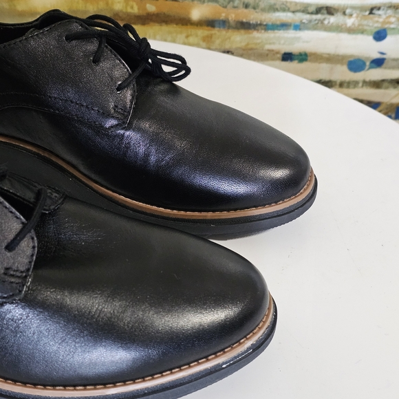 Clarks SHARON RAE Lace Up Black Leather Wedge Comfort Oxford Shoes Women's 9.5 - Picture 4 of 16